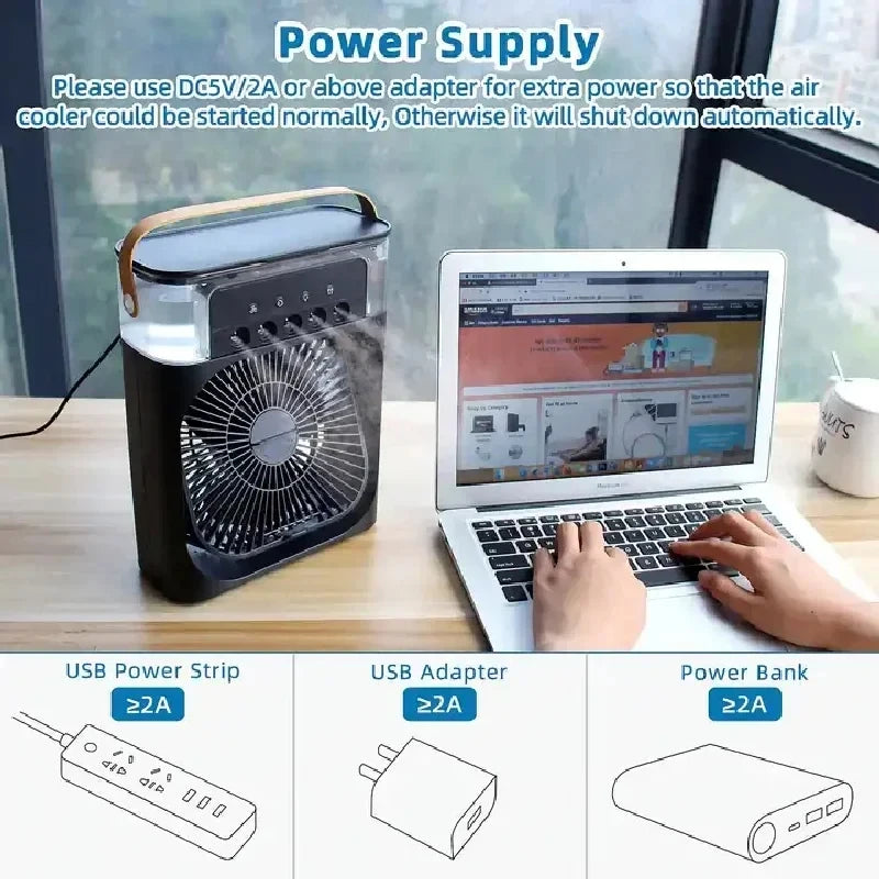 "CoolWave Mini Air Cooler: Compact Comfort, Anytime, Anywhere!"